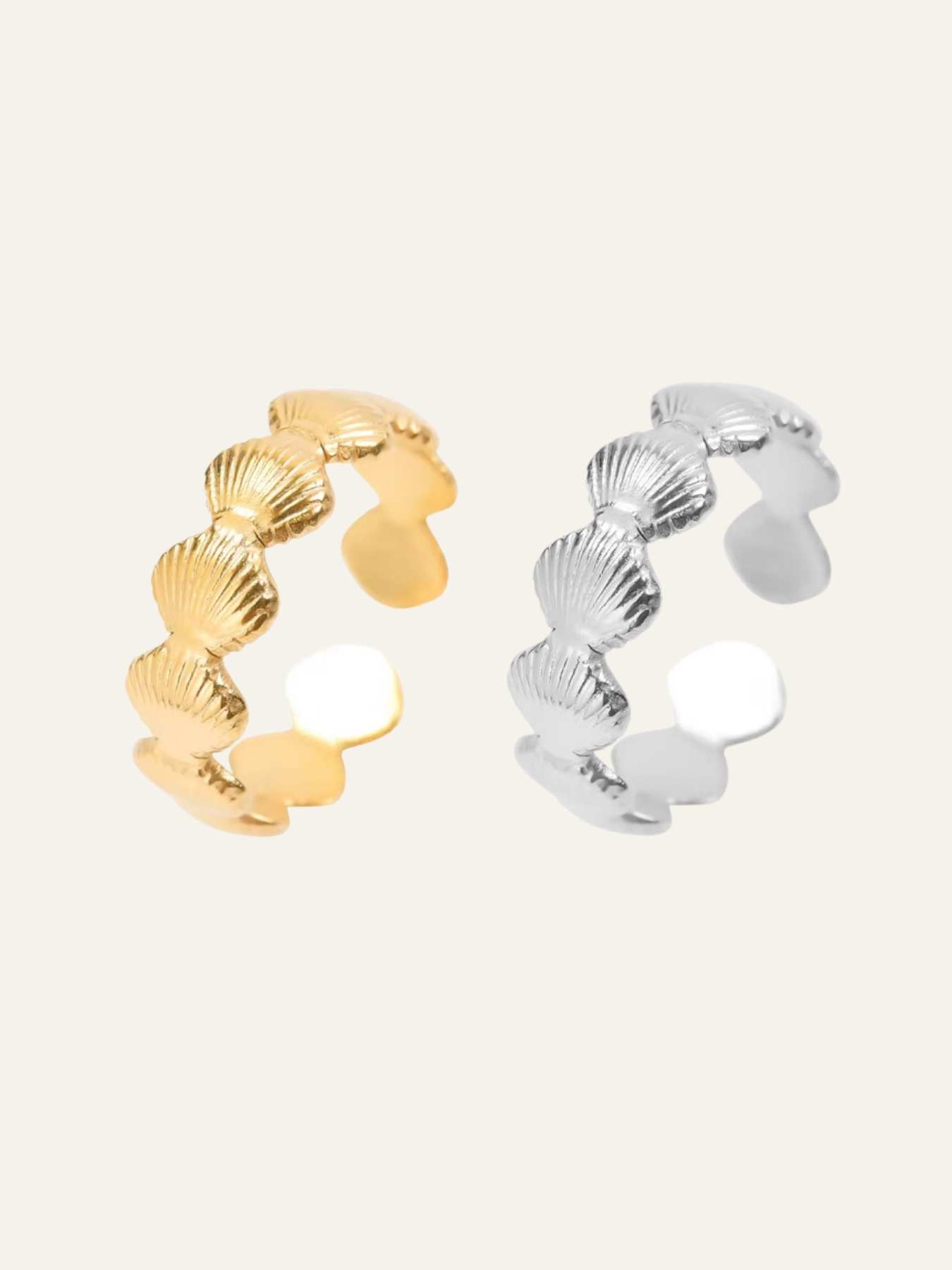 anel coroa conchas